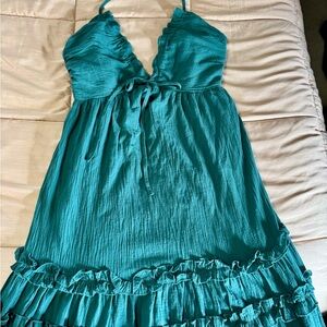 Teal Halter Maxi Dress